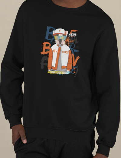 BOKSÖR KÖPEK BASKILI SWEATSHİRT  - OVERSİZE KESİM - XL BEDEN